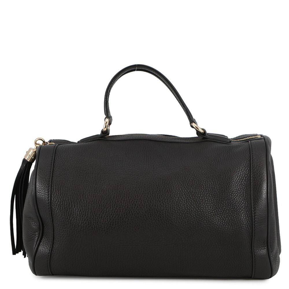 GUCCI Authentic Black Leather Boston Bag